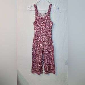 Floral Print Jumpsuit Kids Girl’s Pink White Sleeveless Long Jumper Size 10